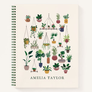 Cuaderno Amantes de Plantas Boho Verde Personalizado Nombre