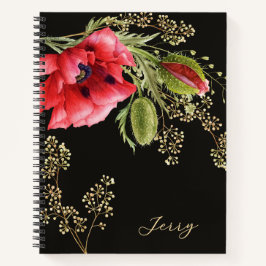 Cuaderno Amapola de Acuarela Roja Impresionante