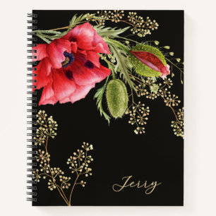 Cuaderno Amapola de Acuarela Roja Impresionante