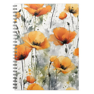 Cuaderno amapola de California - Flores de acuarela