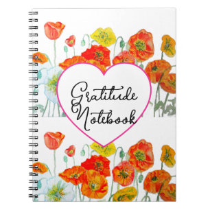 Cuaderno Amapola naranja roja Flor Floral Gratitud