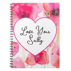 Cuaderno Amapola Roja Adorables Flor Floral Acuarela Esposa