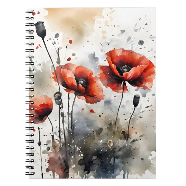Cuaderno Amapolas - Flores de acuarela (Frente)
