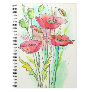 Cuaderno Amapolas pintadas de la acuarela
