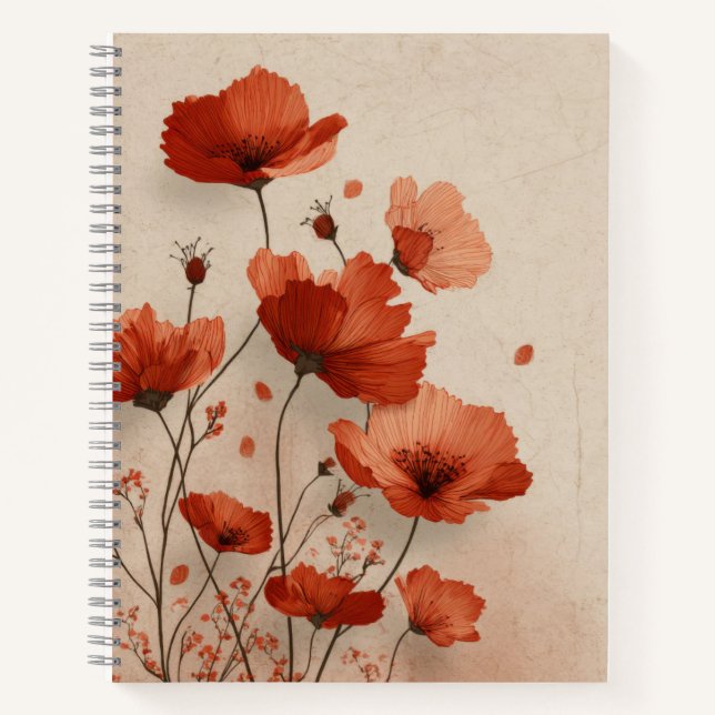 Cuaderno Amapolas rojas. Espiral de lujo (Anverso)