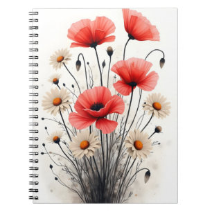 Cuaderno Amapolas y margaritas - Flores de acuarela