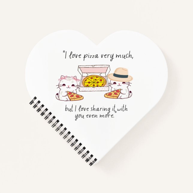 CUADERNO AMAR MUCHO A PIZZA, GATOS (Anverso)