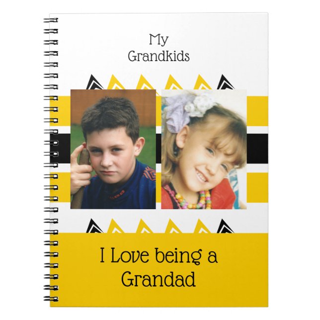 Cuaderno Amar ser un abuelo agregar fotos amarillo blanco (Frente)