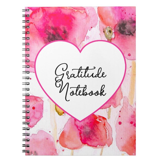 Cuaderno Amaranto Rojo Diario de Gratitud Floral Flor (Frente)