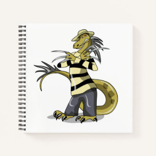 Cuaderno Amargasaurus Posando Como Freddy Krueger.