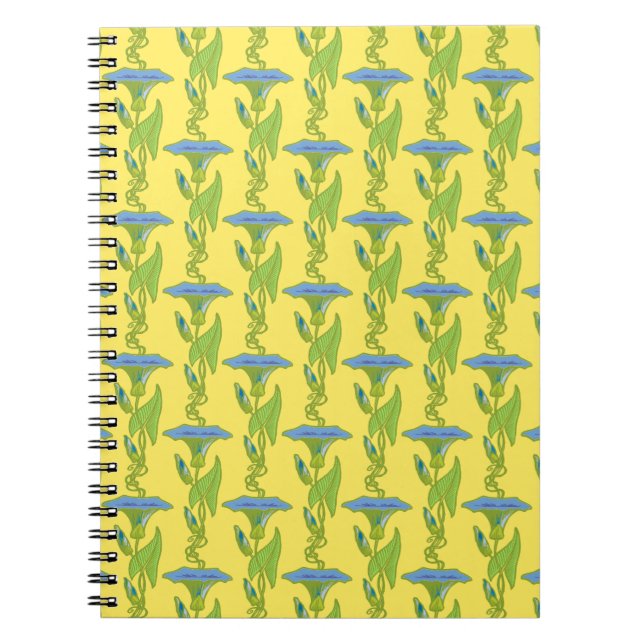 Cuaderno Amarillo Art Nouveau Ipomoea tapicería floral dama (Frente)