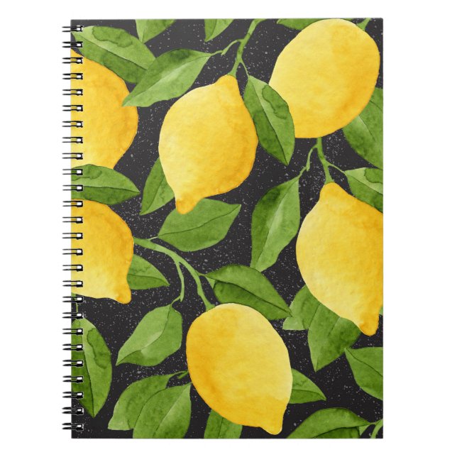 Cuaderno Amarillo brillante Lemones color de agua sin foco (Frente)