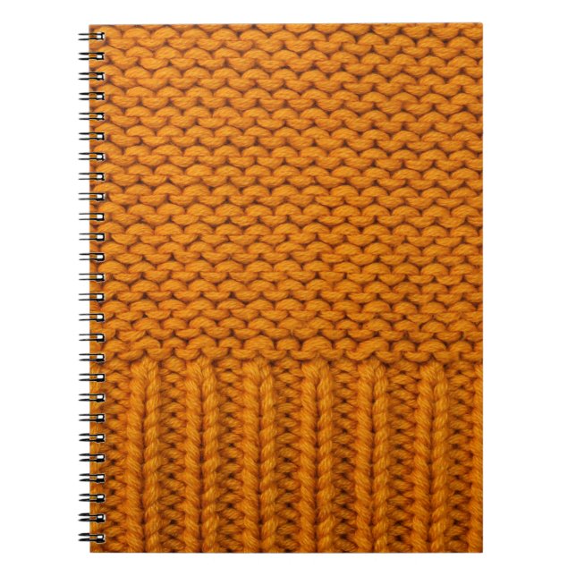Cuaderno Amarillo brillante: textura de punto hecha a mano. (Frente)