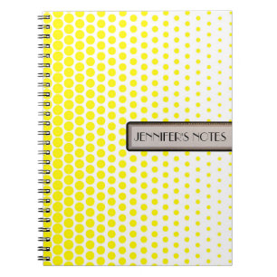 Cuaderno Amarillo Cadmio Lunares Elegante Moderno Blanco