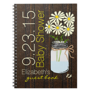 Cuaderno Amarillo con el país rústico de las flores blancas