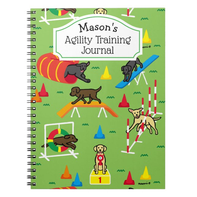 Cuaderno Amarillo de entrenamiento de agilidad de perro rec (Frente)