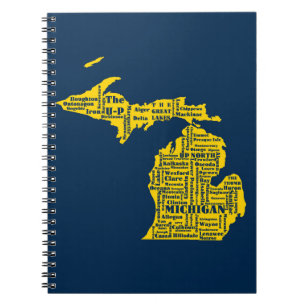 Cuaderno Amarillo divertido y azul marino de las ciudades d