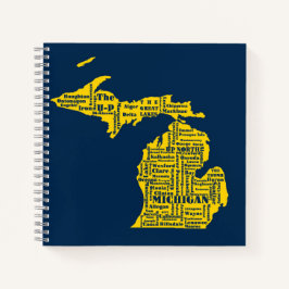 Cuaderno Amarillo divertido y azul marino de las ciudades d