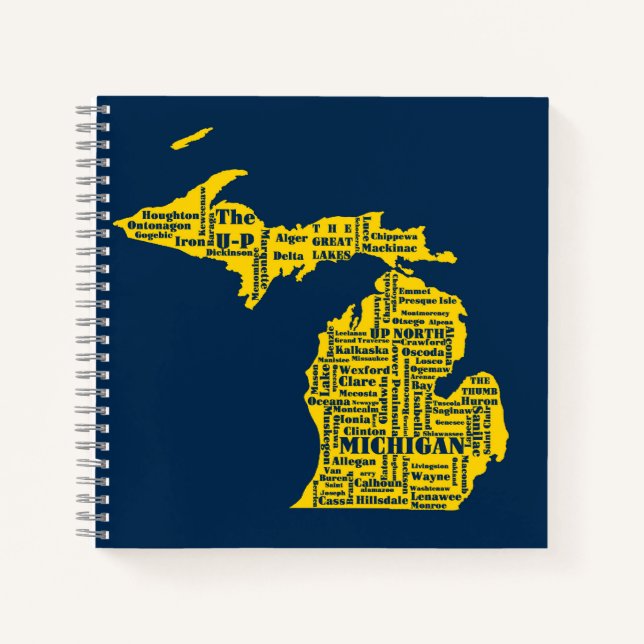 Cuaderno Amarillo divertido y azul marino de las ciudades d (Anverso)