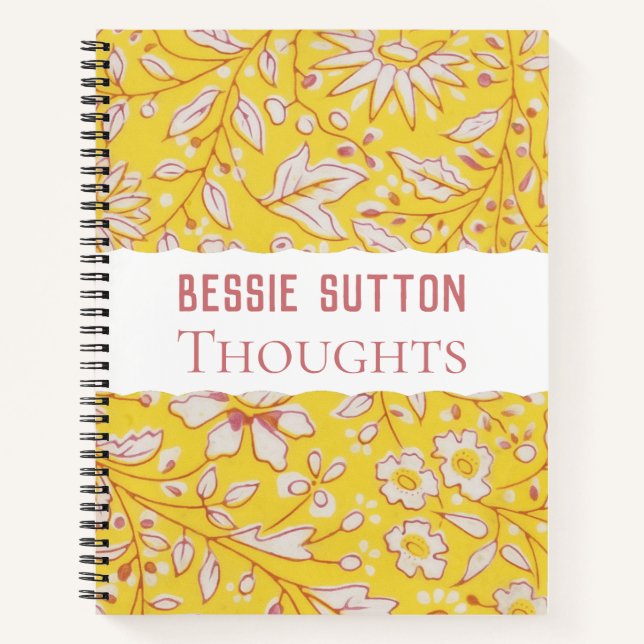 Cuaderno Amarillo floral personalizable (Anverso)
