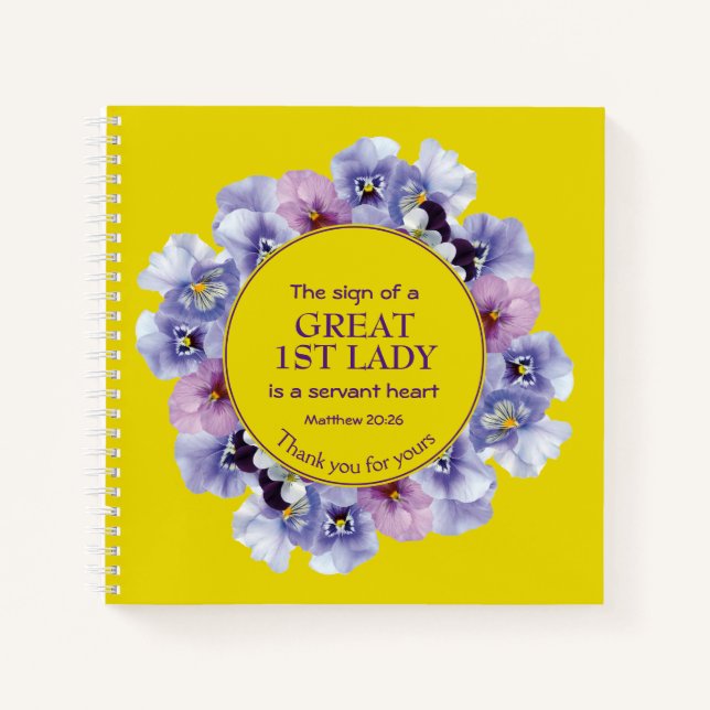 Cuaderno Amarillo Gracias Pastor Esposa Primera Dama Floral (Anverso)