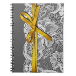 Cuaderno Amarillo gris del planificador de la cinta y del