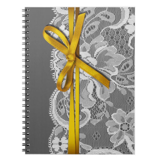 Cuaderno Amarillo gris del planificador de la cinta y del (Frente)