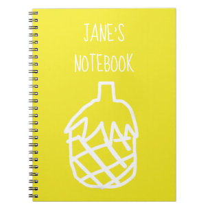 Cuaderno Amarillo lindo piña moderna línea de arte