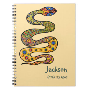 Cuaderno Amarillo Mantequilla con Serpiente de Patrón Multi