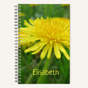 Cuaderno amarillo, mariposa, planta, diente de león, prader
