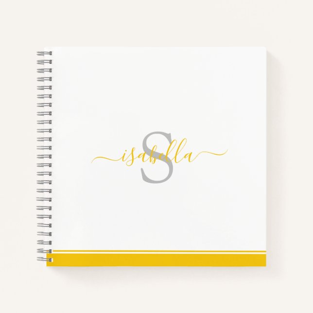 Cuaderno Amarillo monogramado moderno (Anverso)