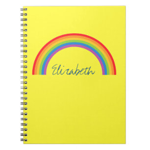 Cuaderno Amarillo personalizado arco iris simple