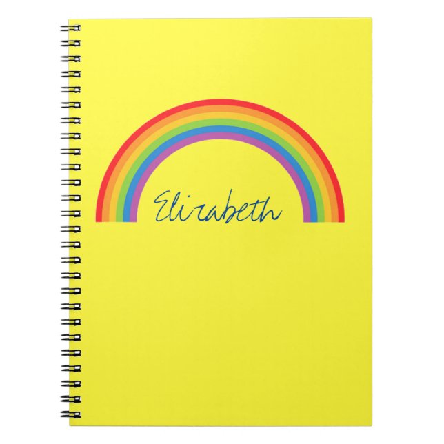 Cuaderno Amarillo personalizado arco iris simple (Frente)