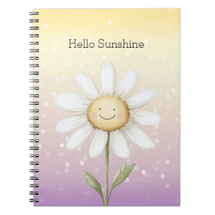 Cuaderno Amarillo Púrpura Blanco Bokeh Puntos Margarita Luz