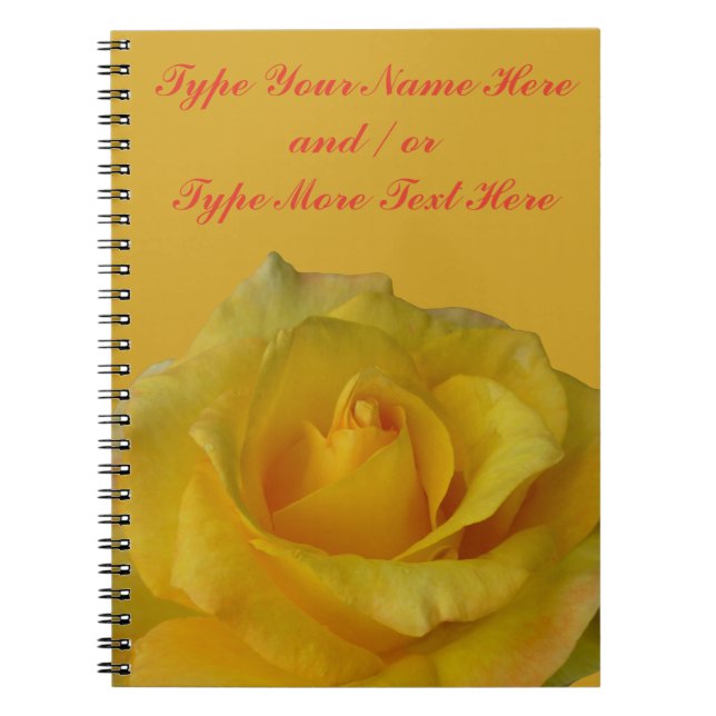 Cuaderno amarillo Rosa romántico personalizado (Frente)