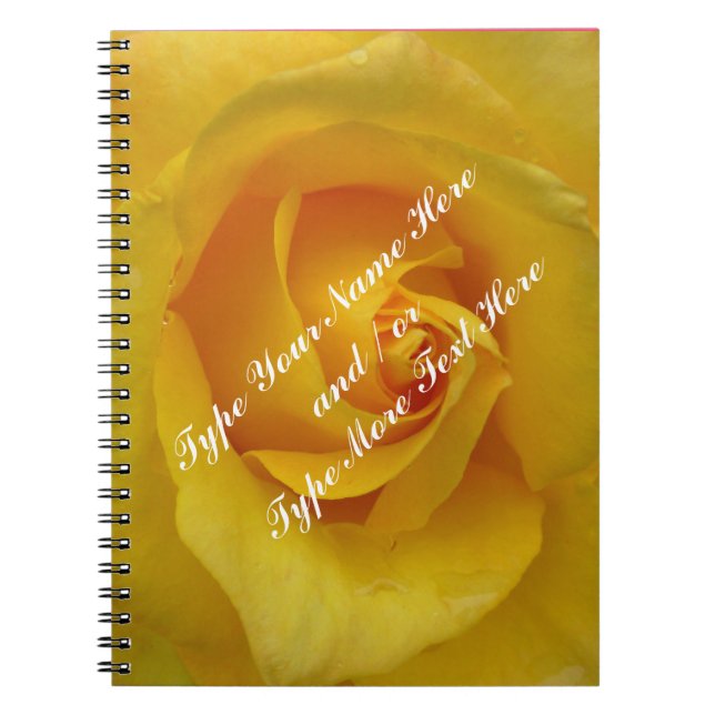 Cuaderno amarillo Rosa romántico personalizado (Frente)