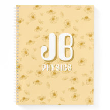 Cuaderno amarillo simple para bebé con iniciales 