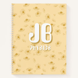 Cuaderno amarillo simple para bebé con iniciales 