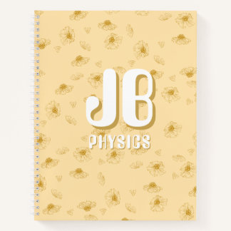 Cuaderno amarillo simple para bebé con iniciales