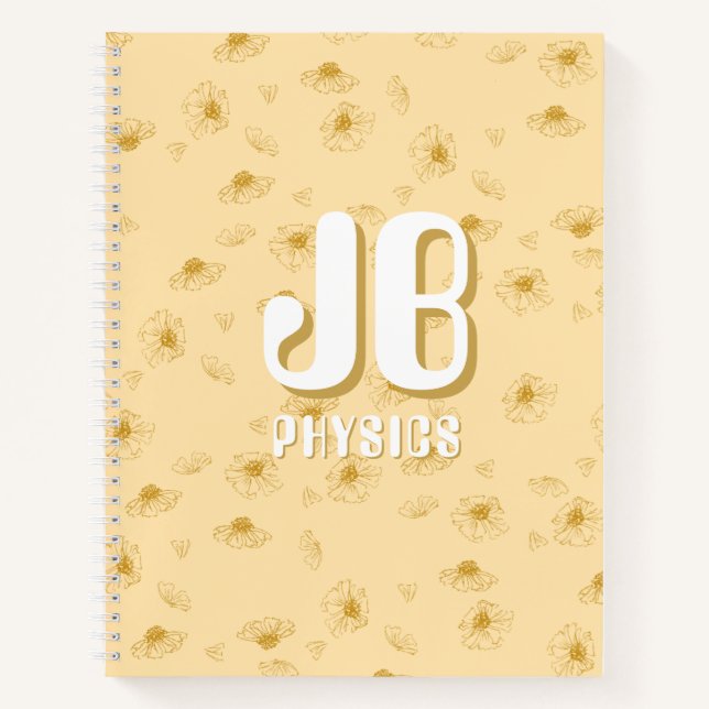Cuaderno amarillo simple para bebé con iniciales  (Anverso)