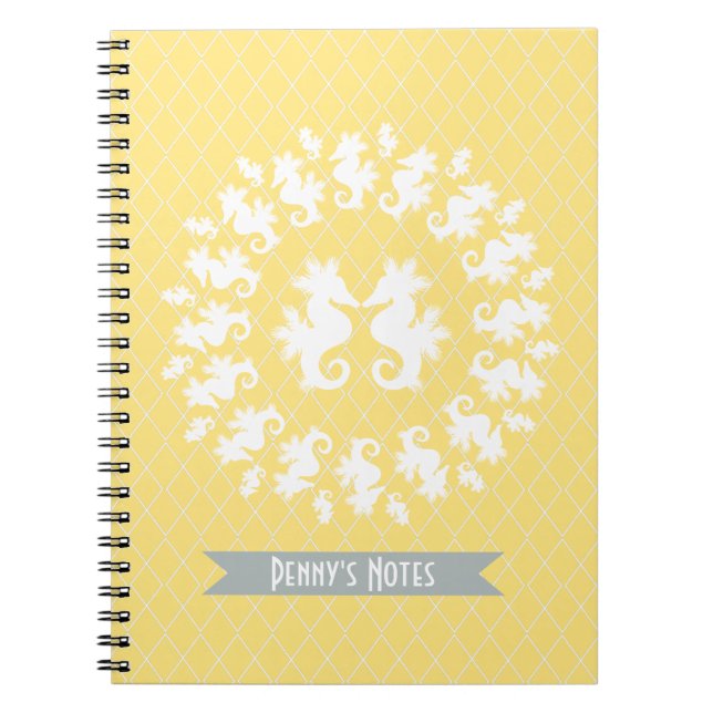 Cuaderno amarillo y blanco del Seahorse (Frente)