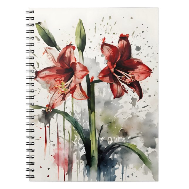 Cuaderno Amaryllis - Flores de acuarela (Frente)