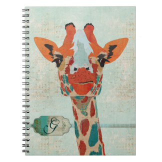 Cuaderno ambarino del monograma de la jirafa que