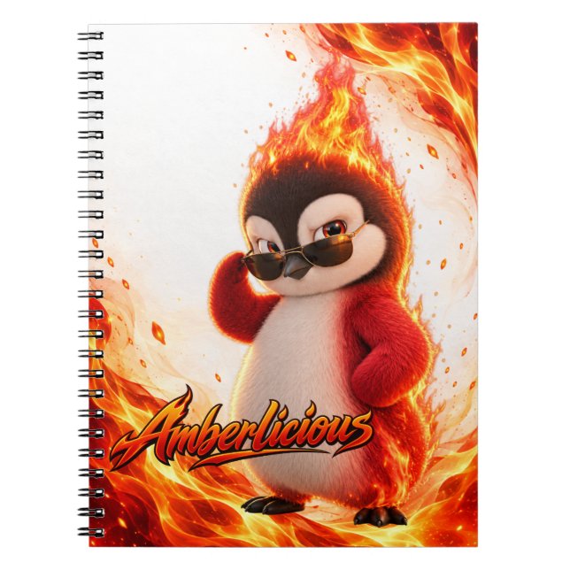 Cuaderno Amberlicious Fire Penguin Sunglasses Funny (Frente)