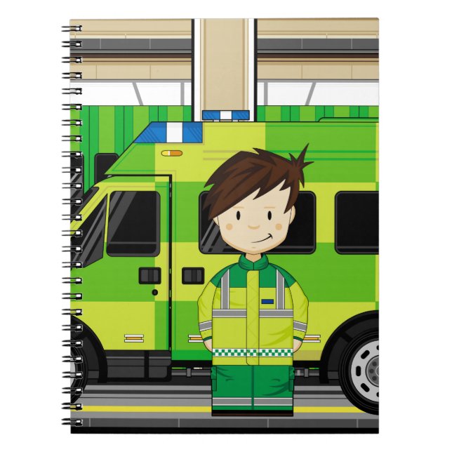 Cuaderno Ambulancia del dibujo animado y EMT (Frente)