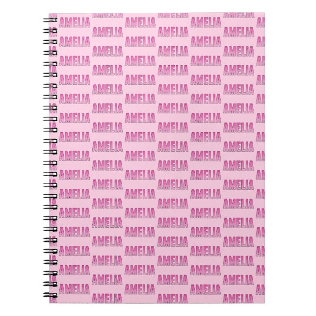 Cuaderno Amelia pink name T-Shirt (Frente)