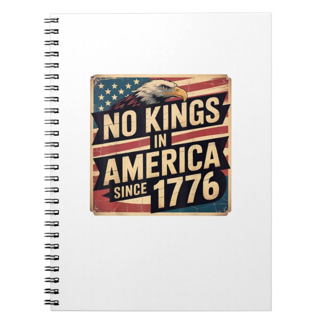 Cuaderno America Flag  Decor No Kings In America Since 1776 (Frente)