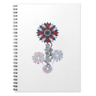 Cuaderno América Patriótica Flores Fuegos Artificiales Dise