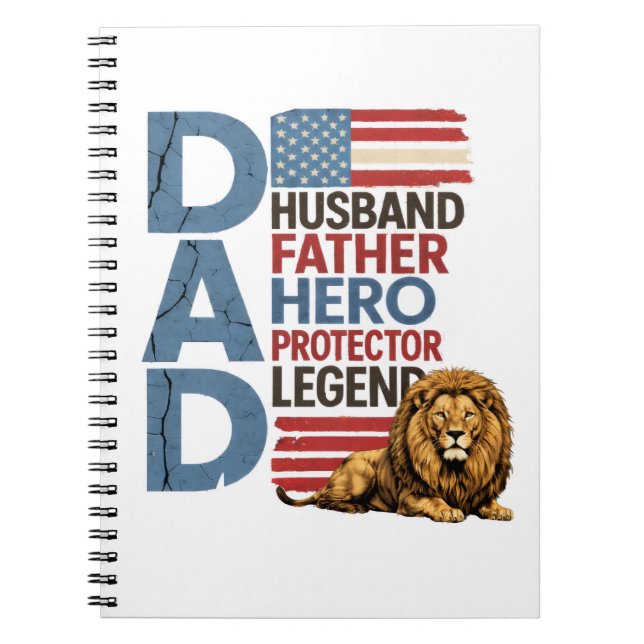 Cuaderno American Flag Dad Lion Patriotic (Frente)