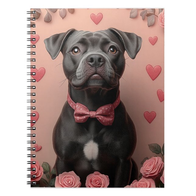 Cuaderno American Staffordshire con Rosas - El día de San V (Frente)